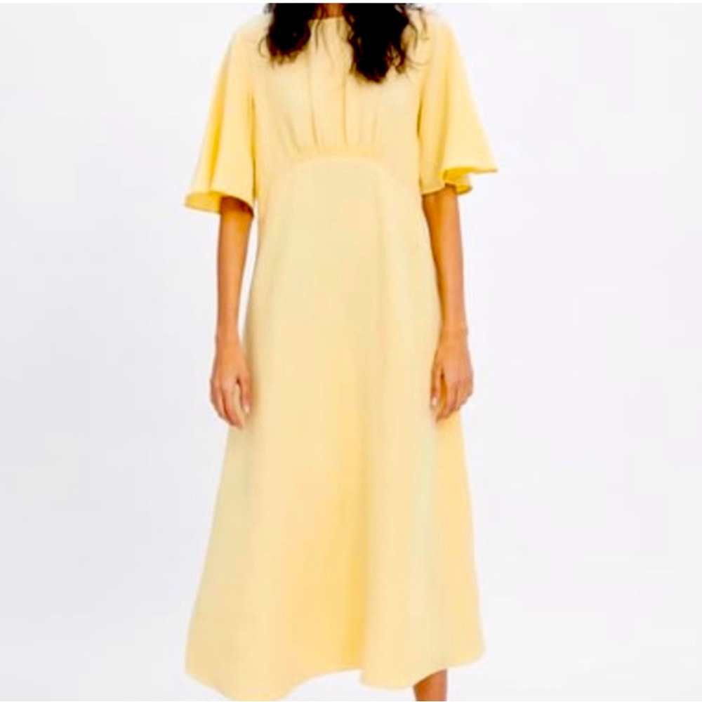 Zara Pale Yellow Midi Dress